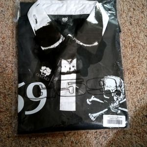 New in Package G59 skull bones Large gray rugby longsleeve polo